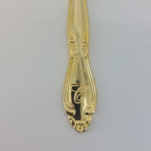 Set of 6 Dinner Knifes Gold Tone With Monogram C Hollywood - Picture 4 of 15